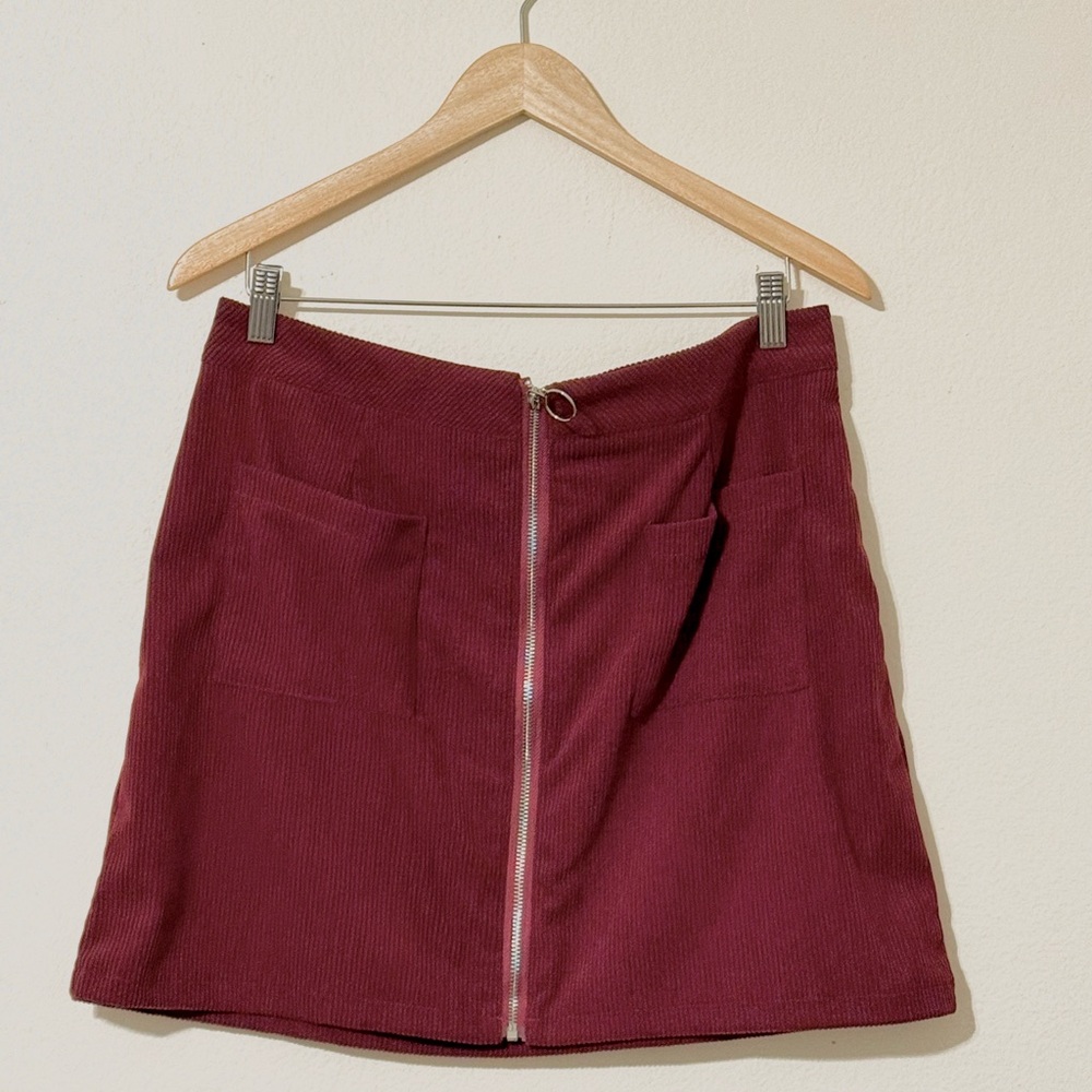 Source Unknown Maroon A-Line Skirt with Zipper